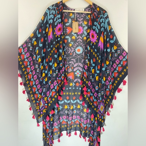 NWT Natural Life  Nandita Tassel Floral Kimono One Size - Picture 5 of 13